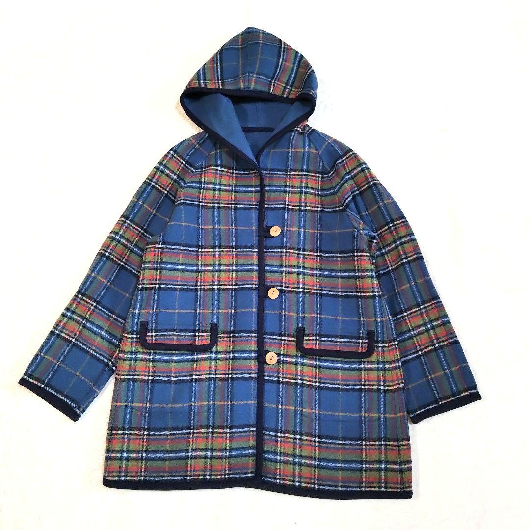 YORKLAND リバーシブル チェック フーデットコート ラグランスリーブ