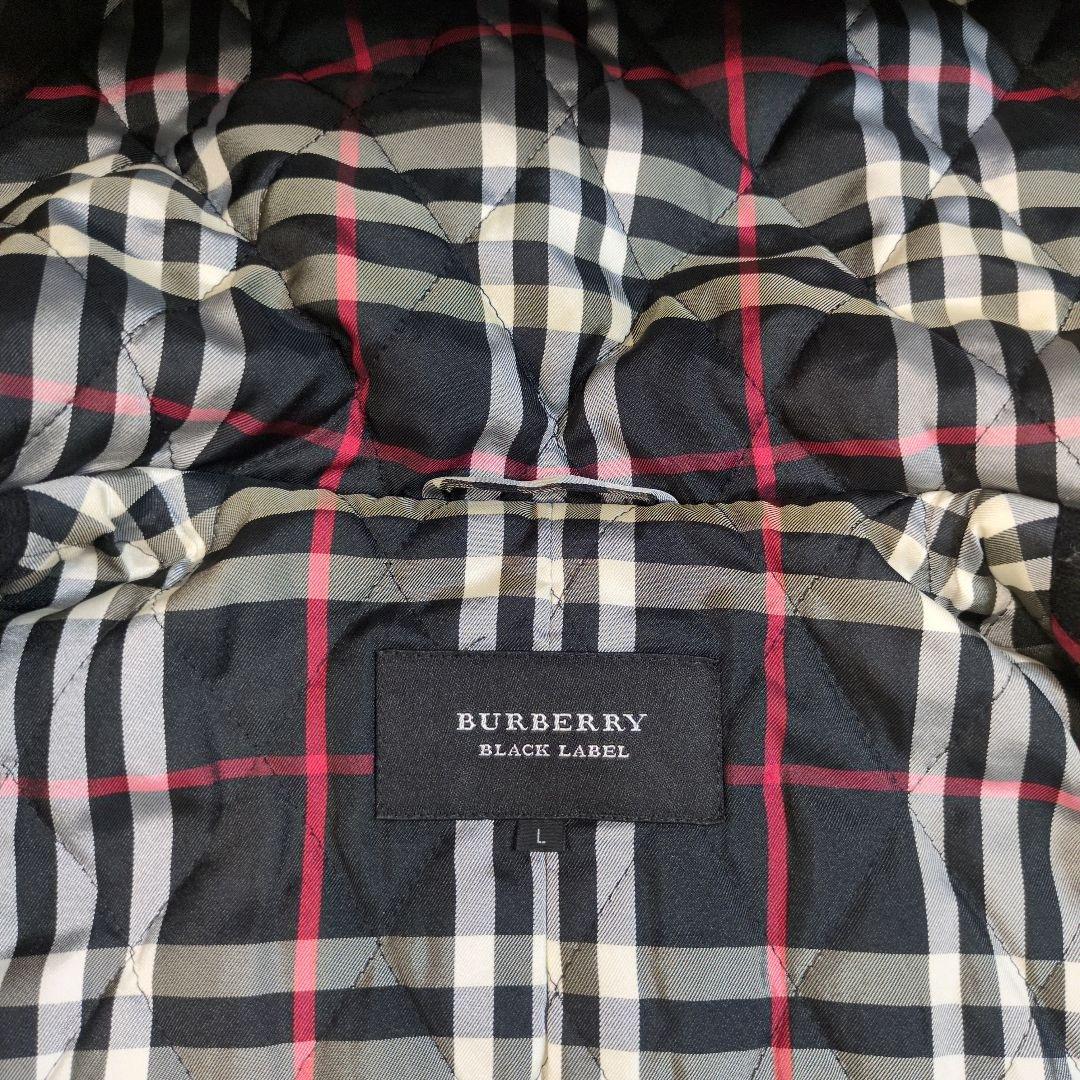 バーバリー　ブラックレーベル　ノバチェック　ダッフルコート　羊毛　ラムウール　黒
