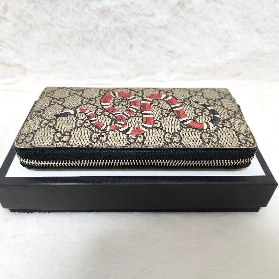 ✨極美品　付属品完備✨グッチ　長財布　ラウンドファスナー　スネーク　PVC