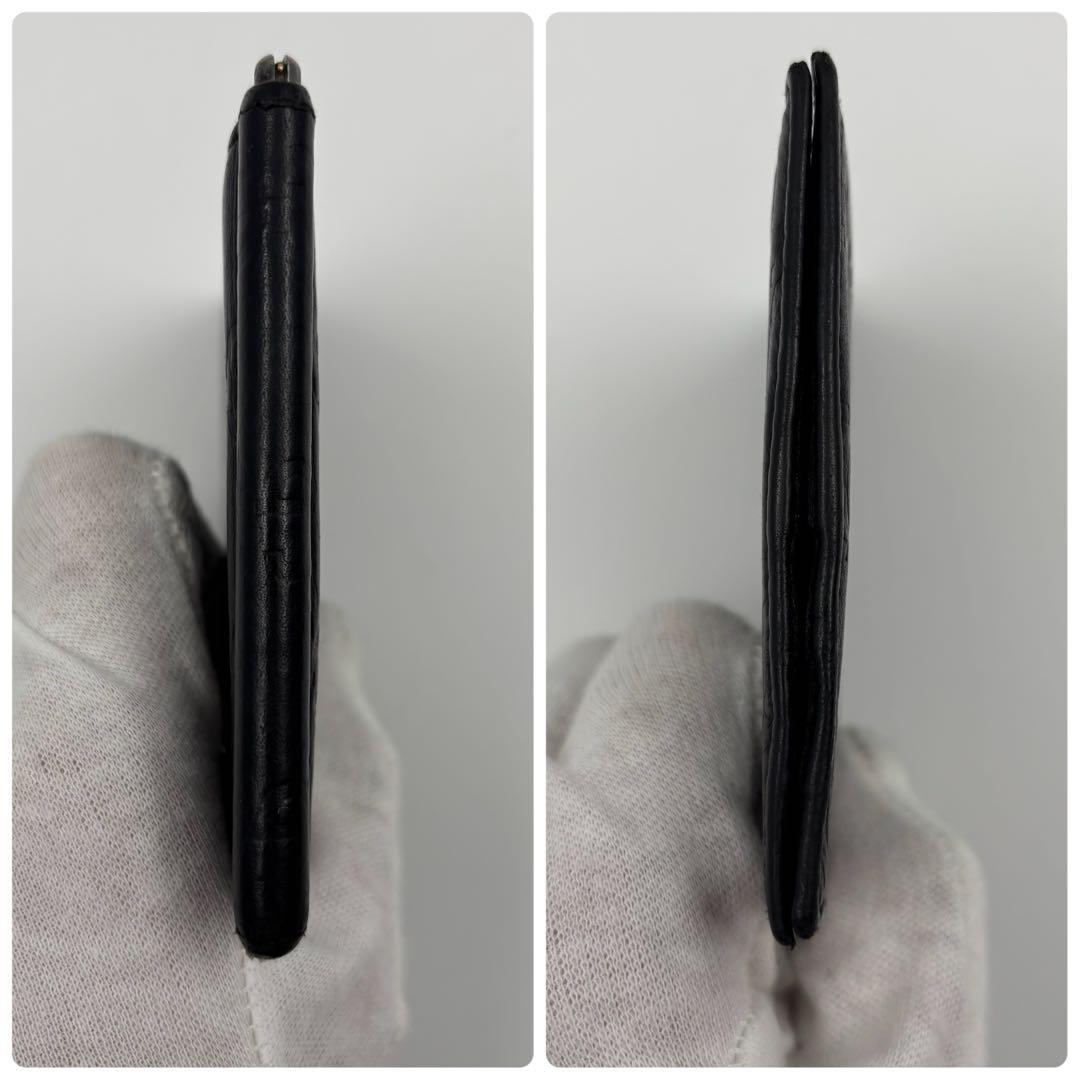 希少✨　GUCCI グッチ　マネークリップ GG シマレザー 二つ折り ブラック