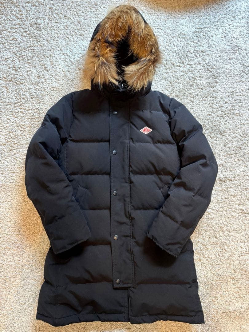 DANTON（ダントン）フードファー付きロングダウンジャケット36ブラック