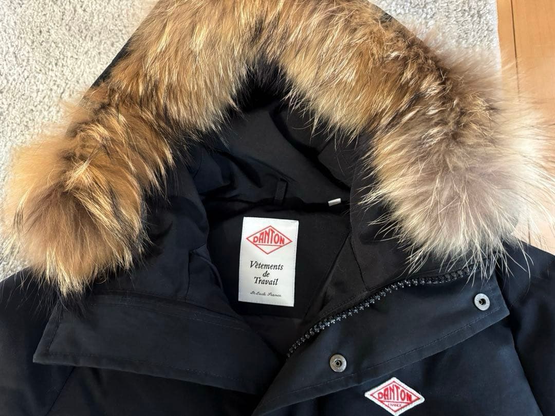 DANTON（ダントン）フードファー付きロングダウンジャケット36ブラック