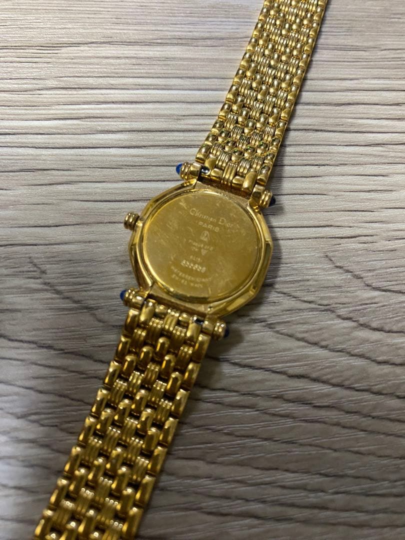 美品 Dior ゴールドメタルバンド ホワイト文字盤 時計