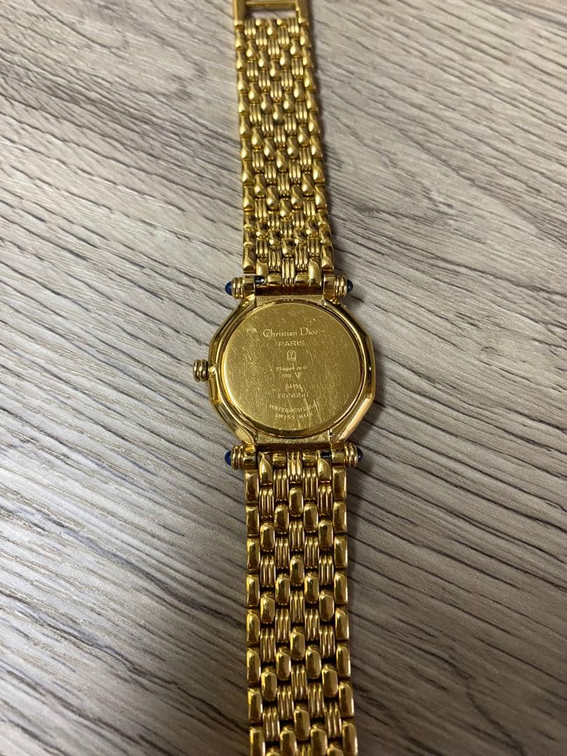美品 Dior ゴールドメタルバンド ホワイト文字盤 時計