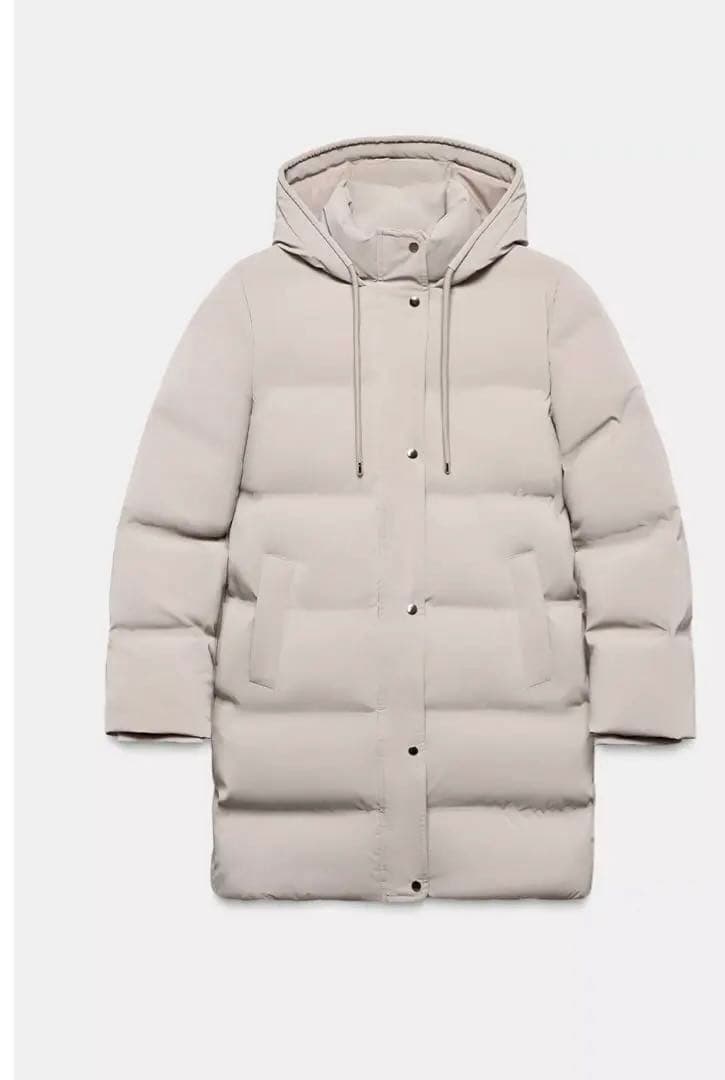 ZARA セミロング丈ラバー加工ウィンド ブレーカーアノラック　L