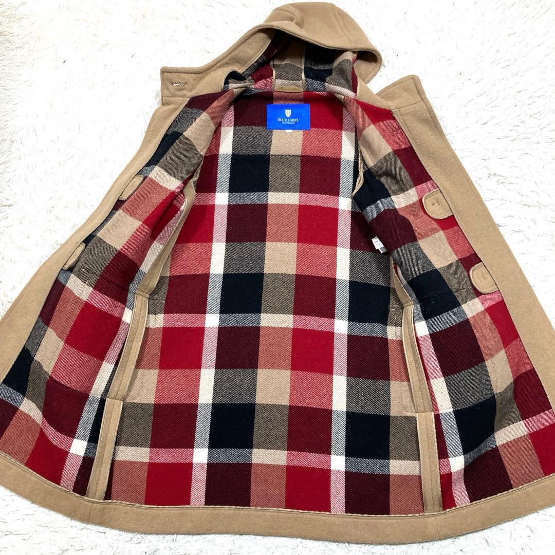 極美品　ブルーレーベルクレストブリッジ　ダッフルコート　キャメル　チェック　M位