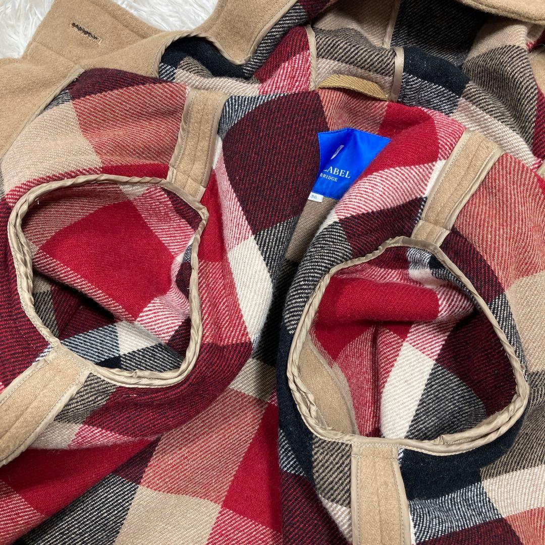 極美品　ブルーレーベルクレストブリッジ　ダッフルコート　キャメル　チェック　M位