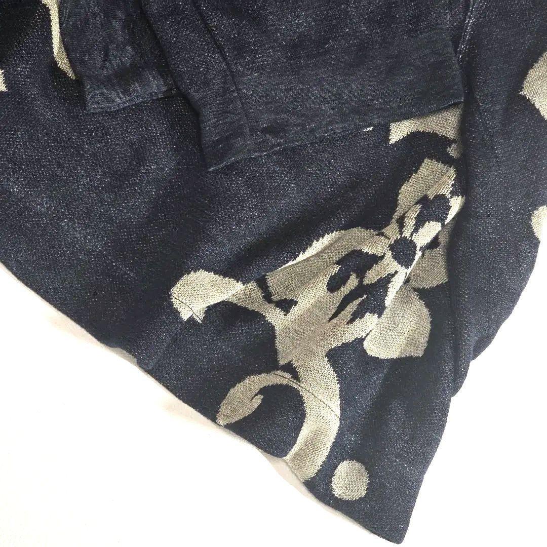 【未使用】45R ジャガードニット　インディゴ　リネン 100%