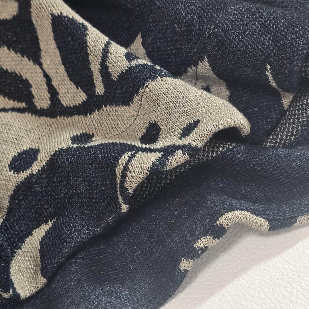 【未使用】45R ジャガードニット　インディゴ　リネン 100%