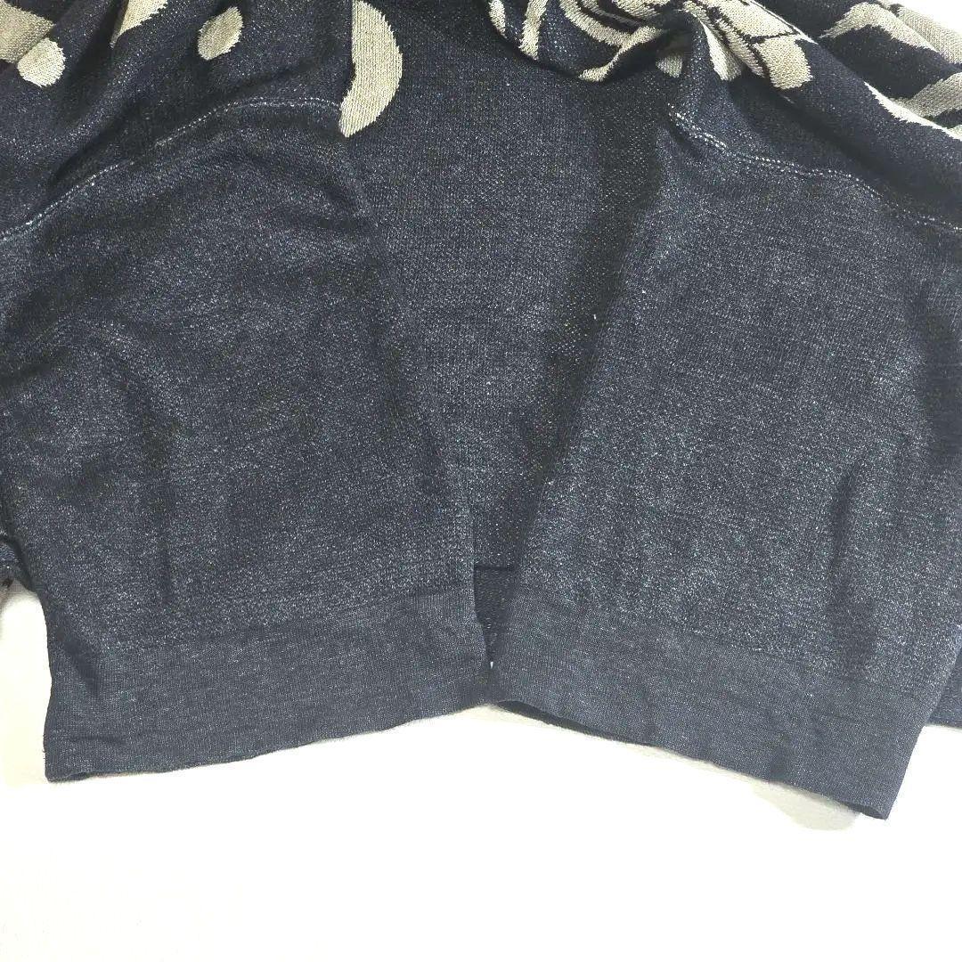 【未使用】45R ジャガードニット　インディゴ　リネン 100%