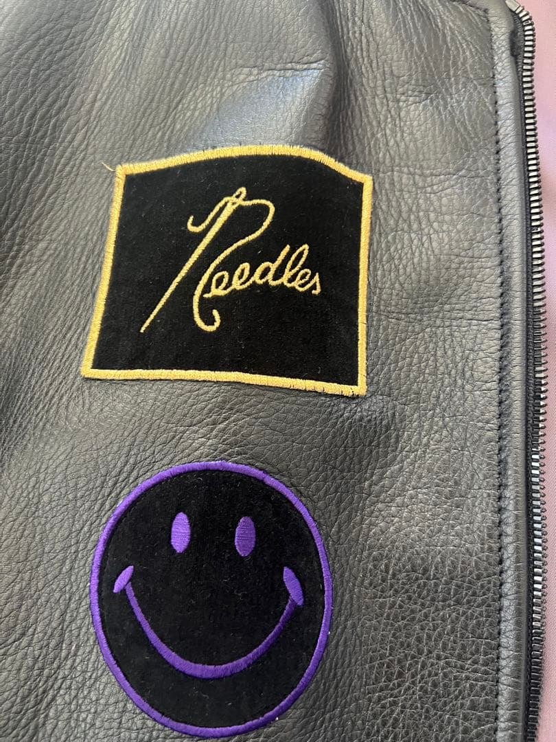 NEEDLES ニードルス　レザー アワードジャケット スタジャンＬ