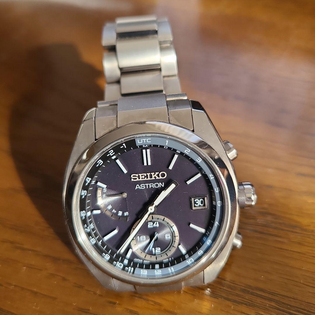 SEIKO ASTRON クロノグラフ ダークブルー ソーラー電波、説明書付