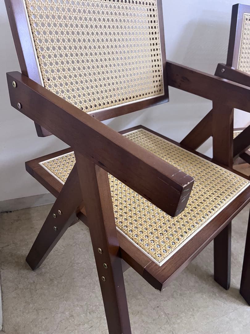 値下げ！ラタンチェア　籐編み　リプロダクトナチュラルウッド 高級