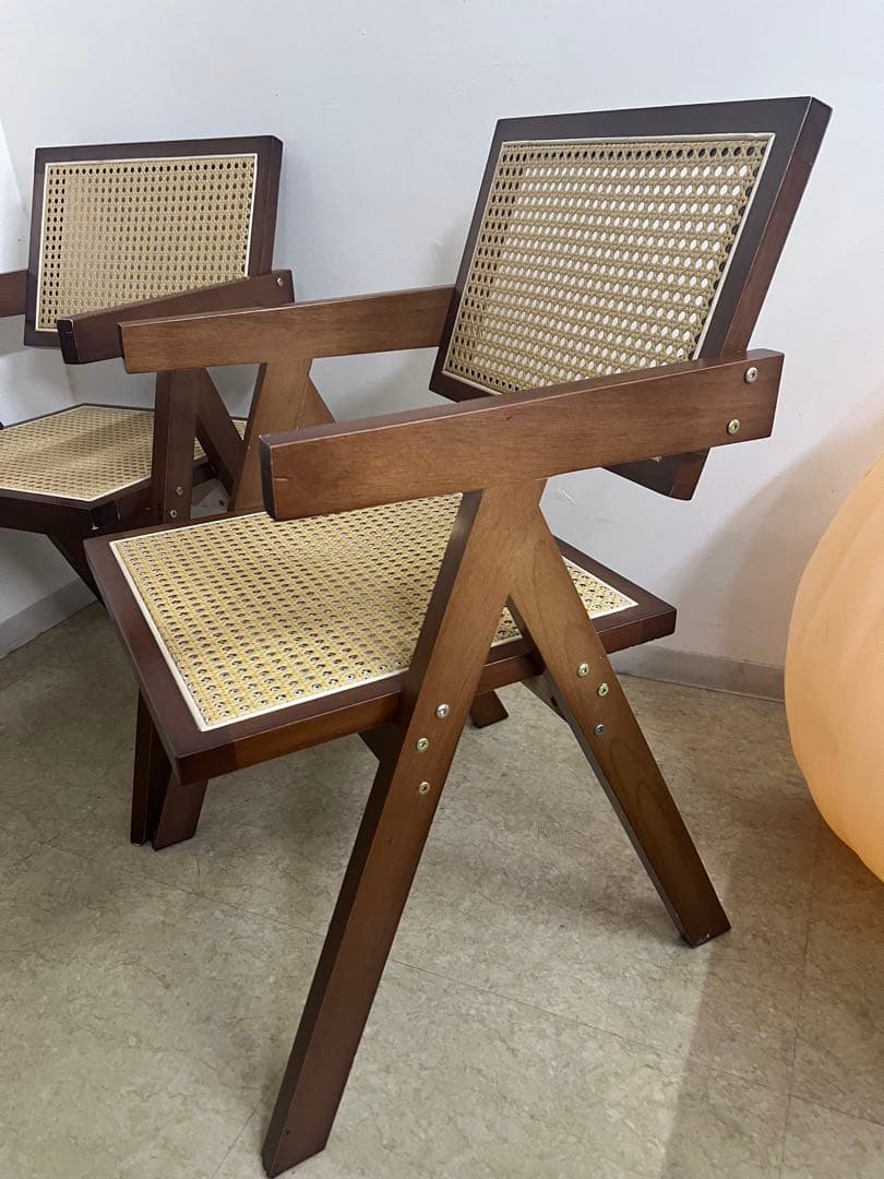 値下げ！ラタンチェア　籐編み　リプロダクトナチュラルウッド 高級