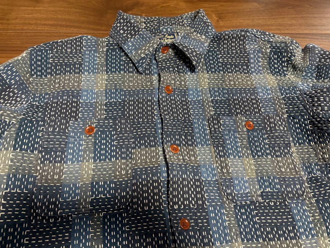 Studio D'artisan 野良着刺し子　長袖シャツ　サイズ44