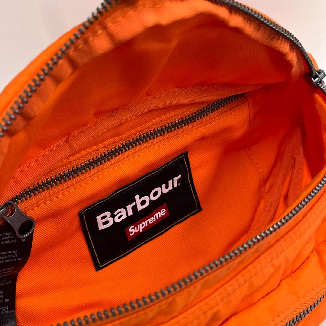 シュプリーム×バブアー/オイルドコットンボディバッグ/ブランドネーム刺繍タグ付