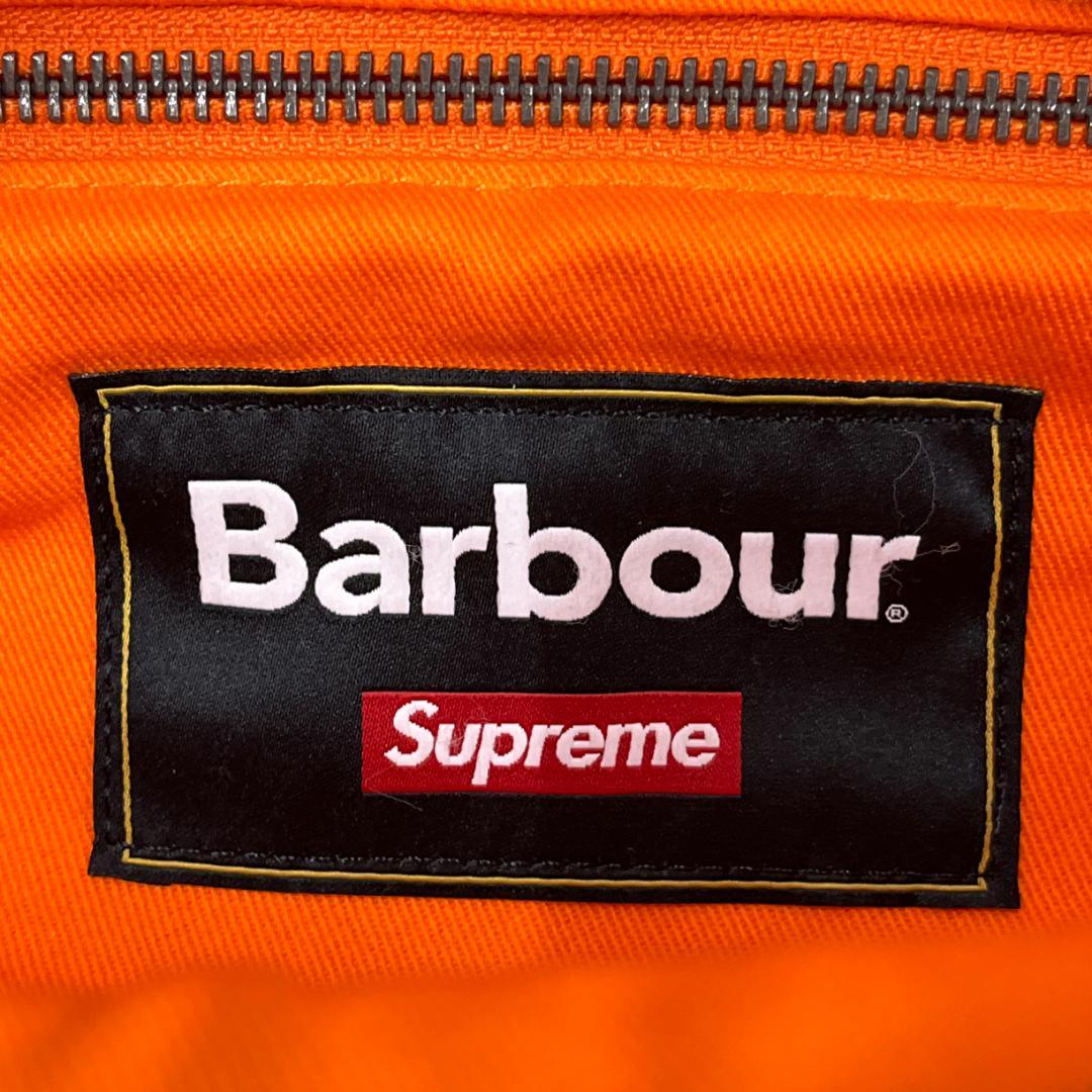 シュプリーム×バブアー/オイルドコットンボディバッグ/ブランドネーム刺繍タグ付