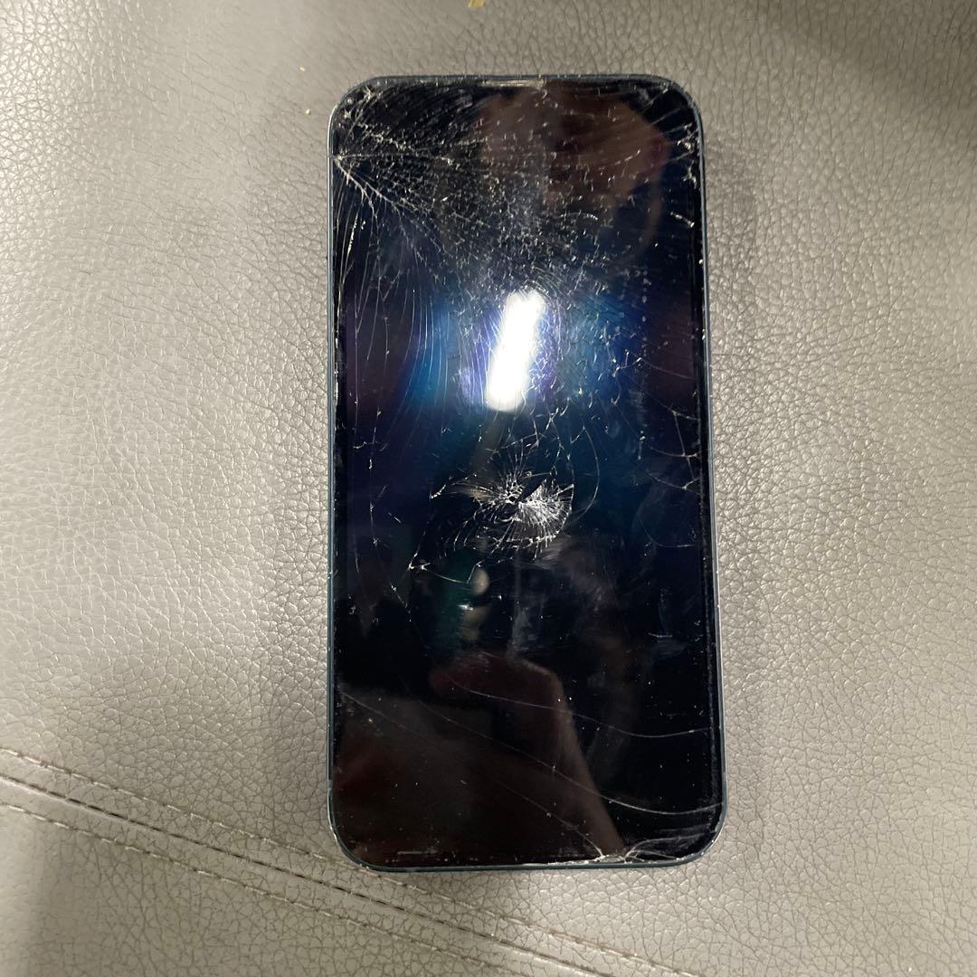 iPhone 14 BLUE 画面・背面ひびあり 128G カメラ使用不可