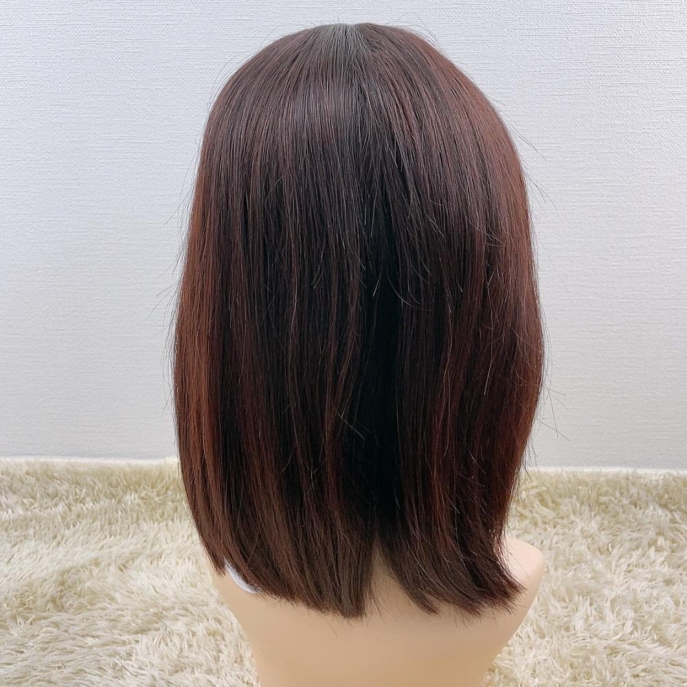 人毛100% フルウィッグ 医療用 ロング ストレート ダークブラウン 茶髪