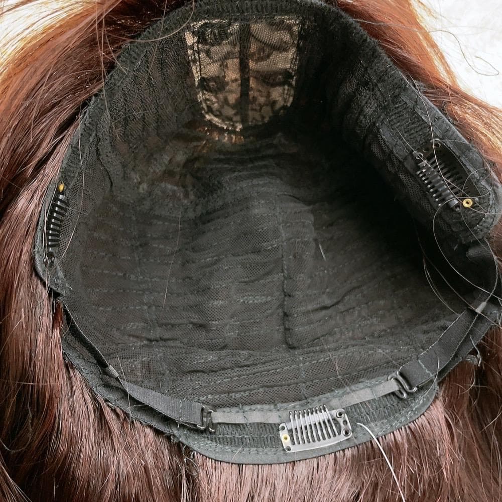 人毛100% フルウィッグ 医療用 ロング ストレート ダークブラウン 茶髪