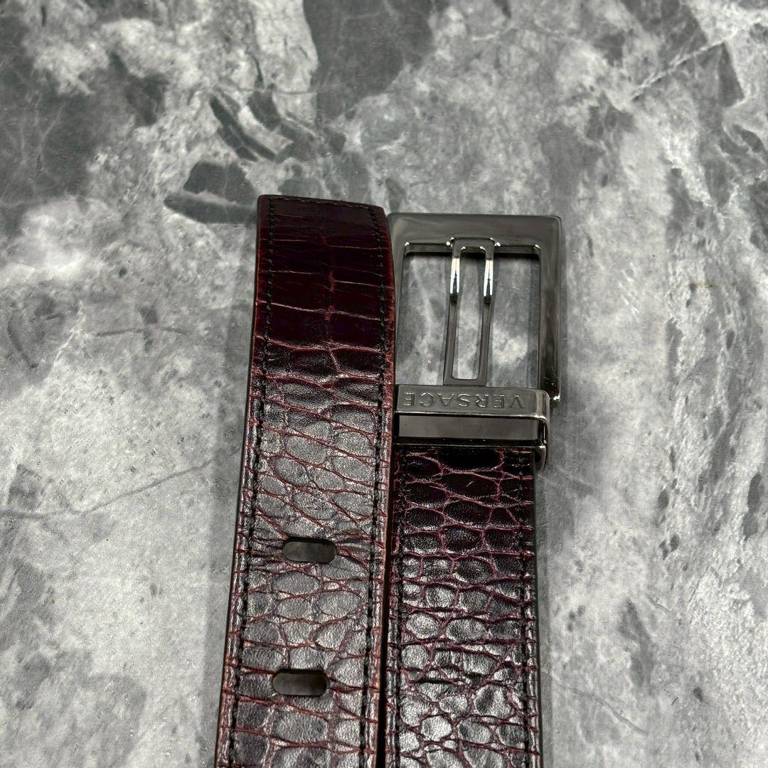 【極美品/希少品】ヴェルサーチ　ベルト　クロコ型押し　イタリア製