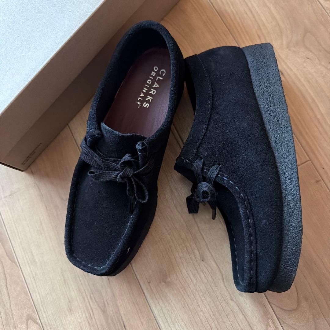 【美品】CLARKS ORIGINALS ワラビー ブラック スエード 24cm