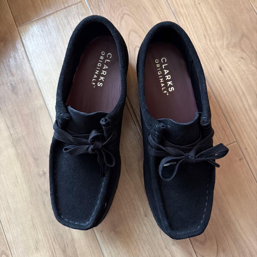 【美品】CLARKS ORIGINALS ワラビー ブラック スエード 24cm