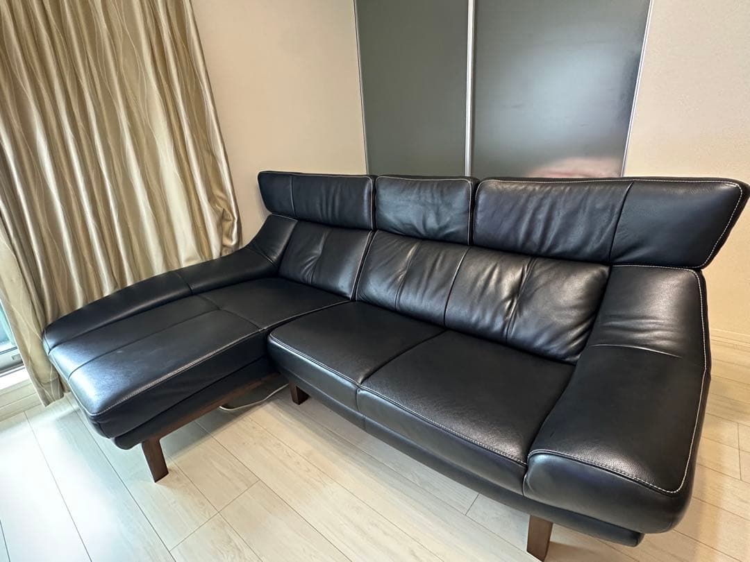 美品‼️カリモク家具ソファ ３人掛け L字