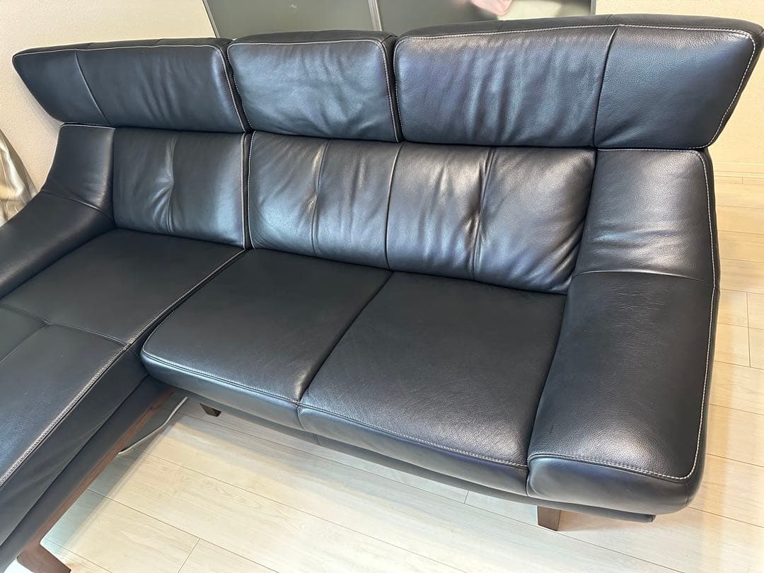 美品‼️カリモク家具ソファ ３人掛け L字