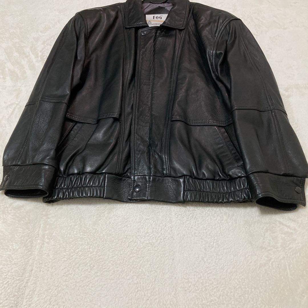 【美品】LONDON FOG ロンドンフォグ 短丈 レザーブルゾン カナダ製 黒