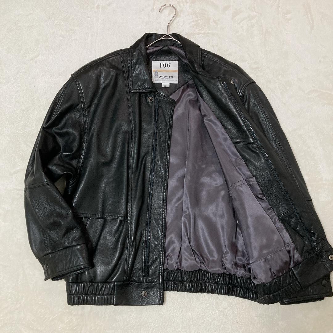 【美品】LONDON FOG ロンドンフォグ 短丈 レザーブルゾン カナダ製 黒