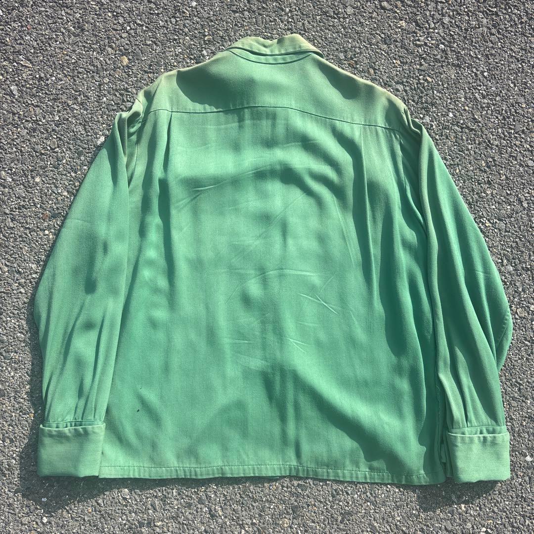 トップス 50s Rayon Gabardine Open Collar Shirt