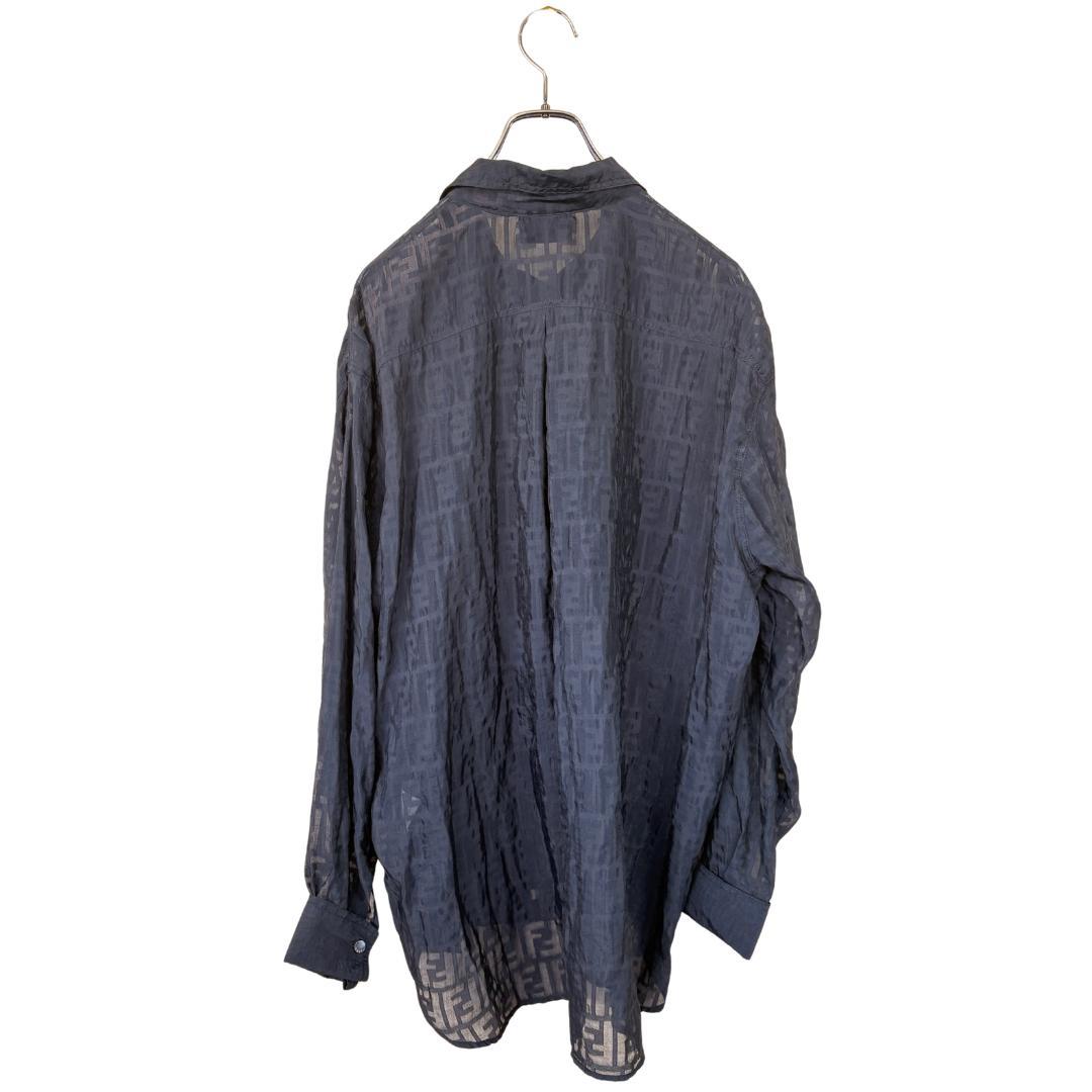 FENDI JEANS ロゴ ジャガード シースルーシャツ Lサイズ