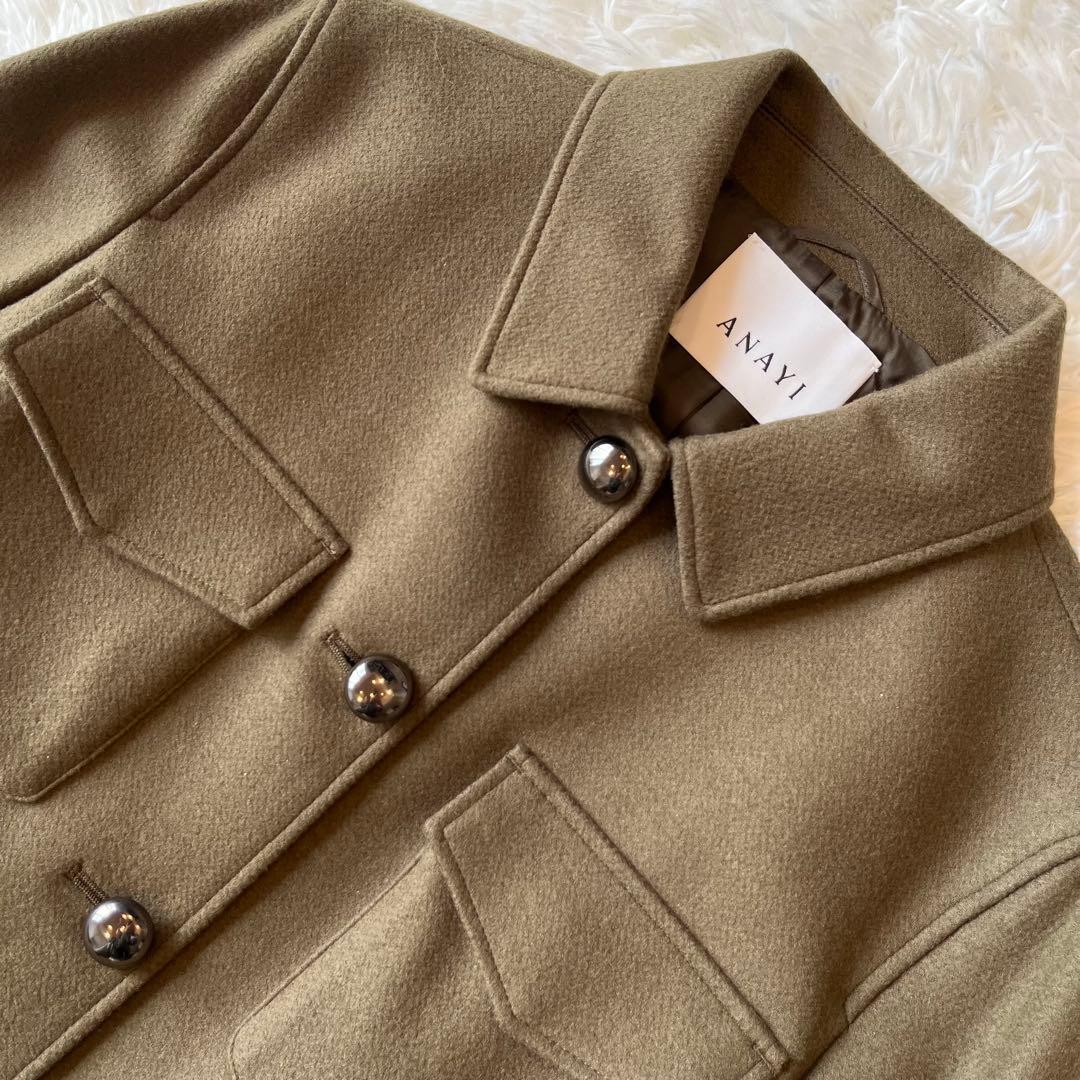 美品✨ANAYI 近年 ショートコート ブルゾン ジャケット ウール ビジュー