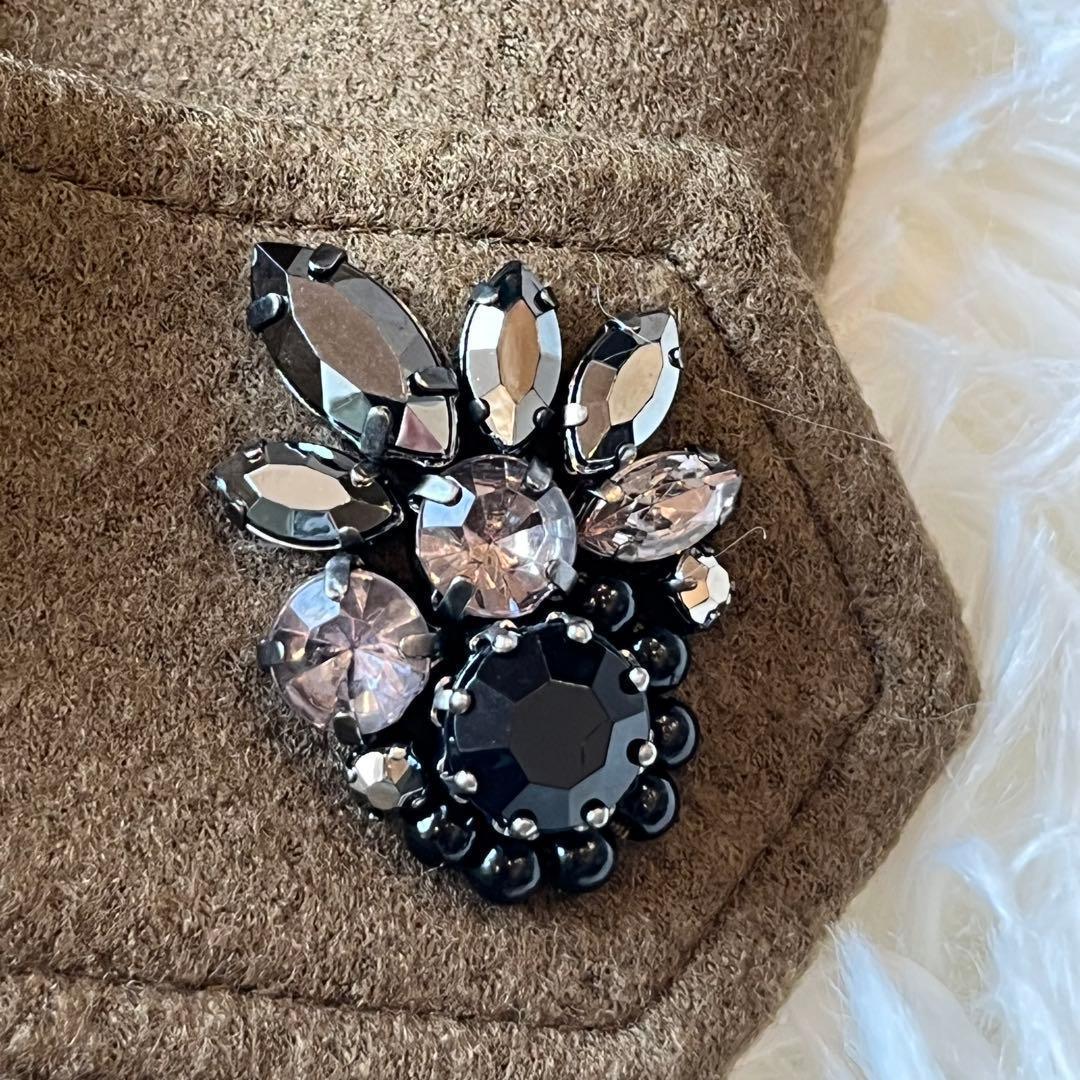 美品✨ANAYI 近年 ショートコート ブルゾン ジャケット ウール ビジュー