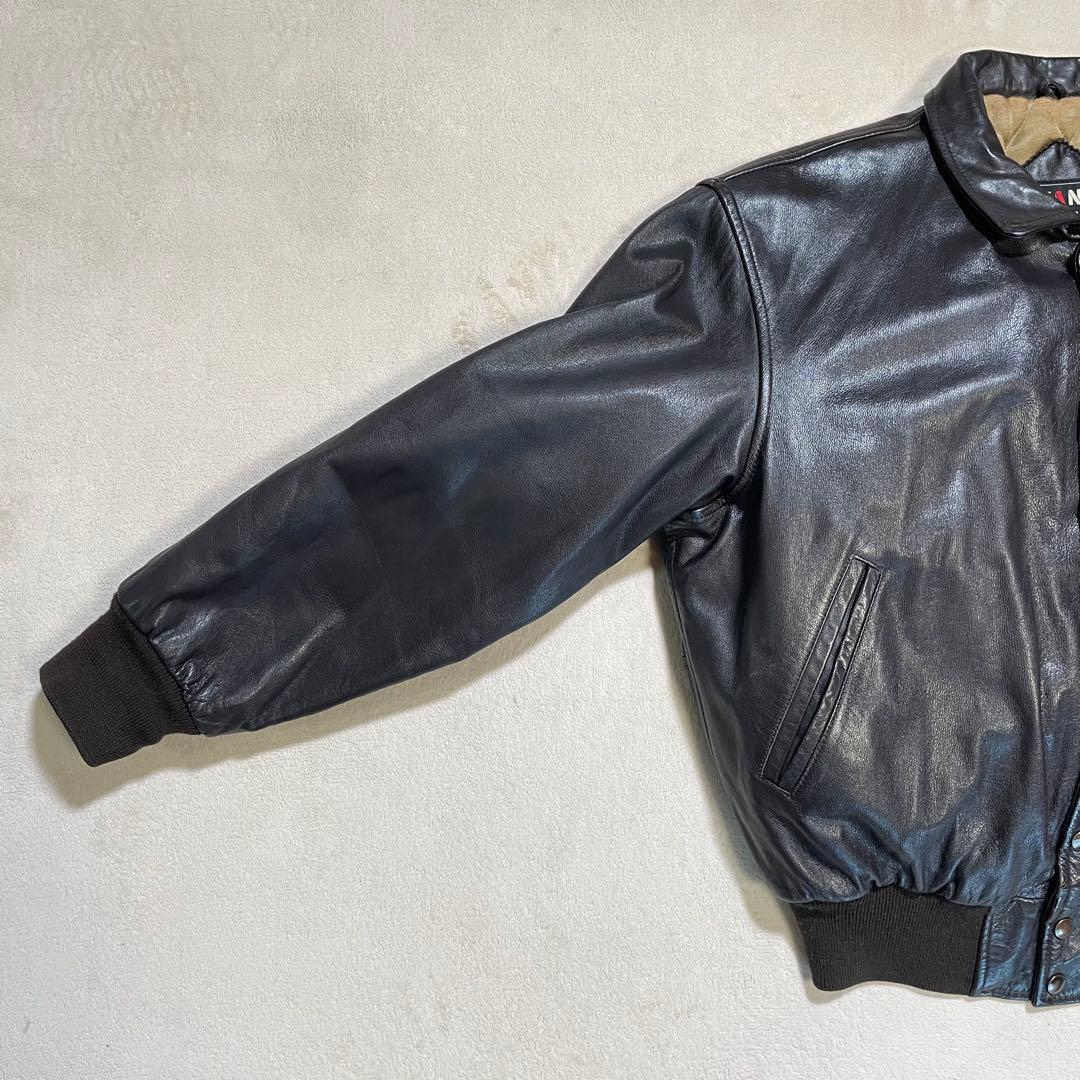 【美品】vintage VAN JAC 本革 レザージャケット アーチロゴ　刺繍