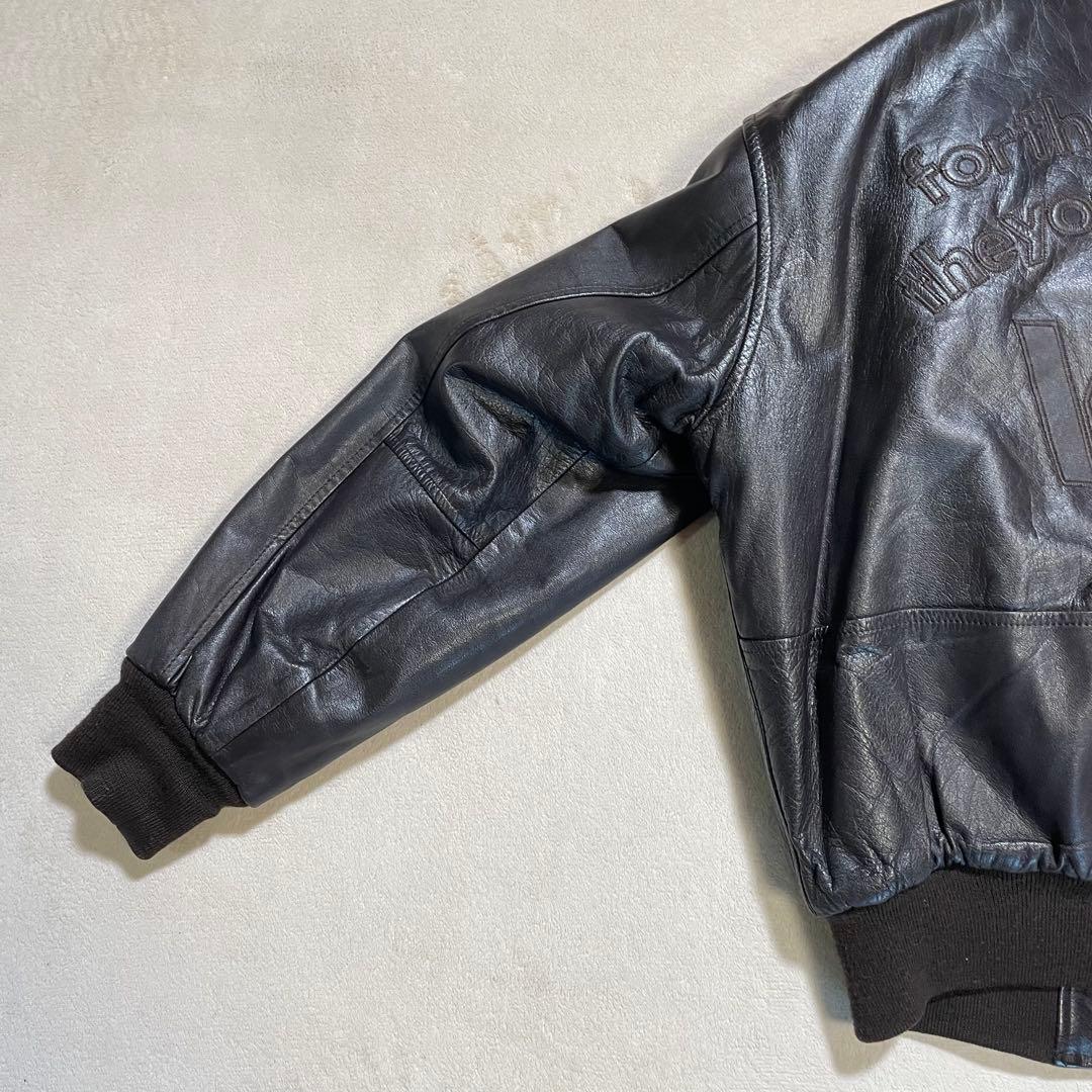 【美品】vintage VAN JAC 本革 レザージャケット アーチロゴ　刺繍