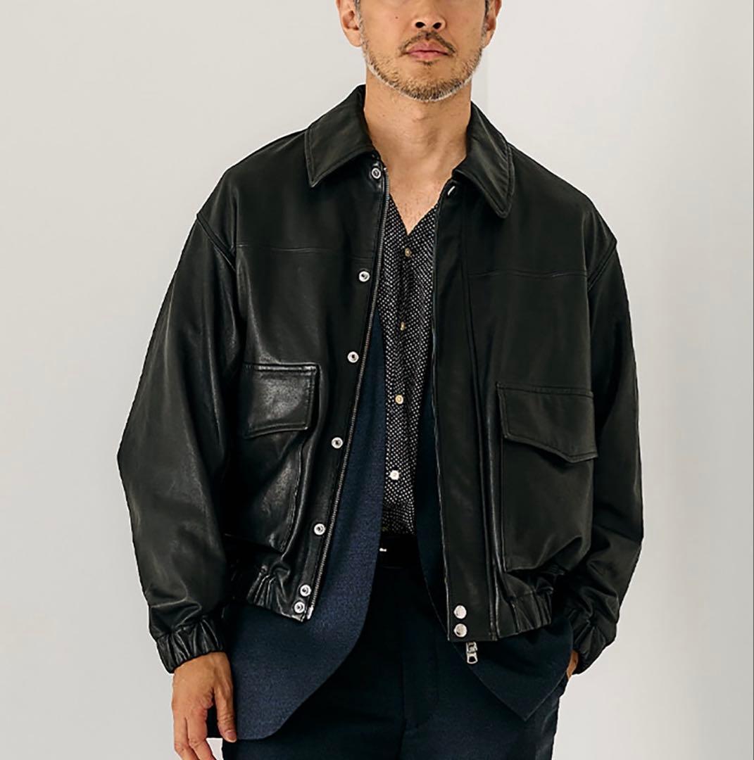 ■完売美品EDIFICE エディフィス A2 レザーショートブルゾン