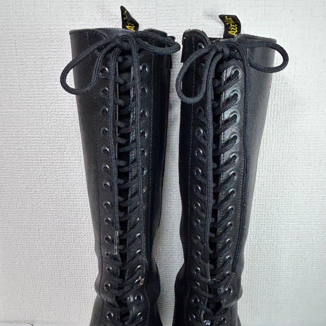 【美品】Dr.Martens 20ホールブーツ UK4 ロングブーツ シボ革