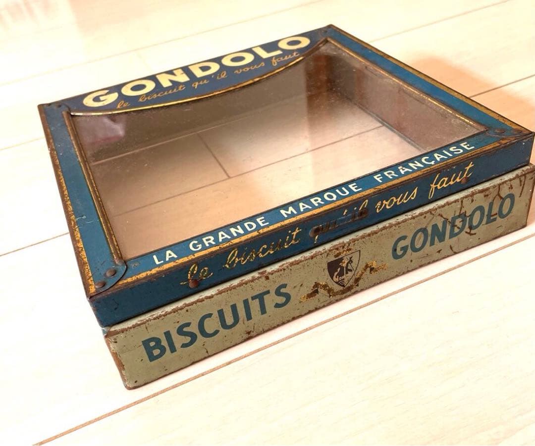 フランスヴィンテージ ゴンドーロ ディスプレイ ケース 蓋　ビスケット