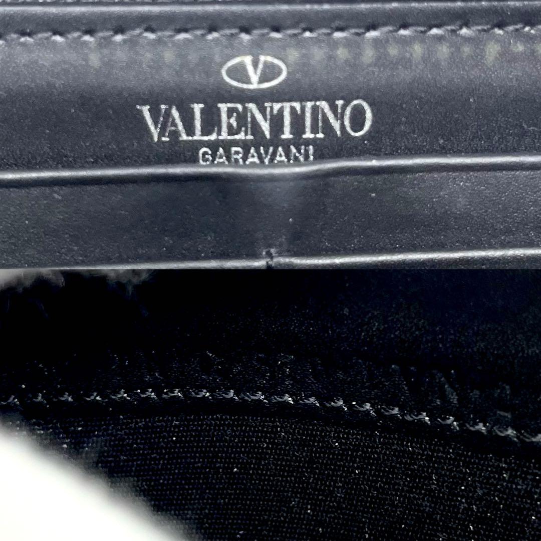 付属品完備/現行✨ヴァレンティノ 長財布 ラウンドファスナー ブラック レザー