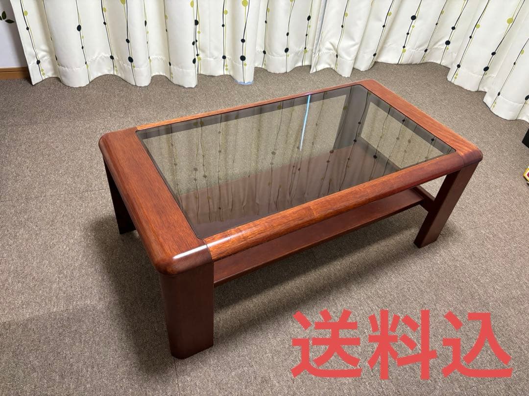 maruni マルニ木工　レトロ ガラス天板　ローテーブル