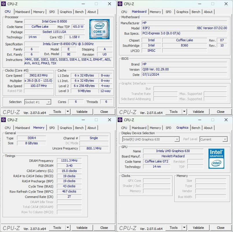 週末特価HP ProDesk 400 G5 i5-8500/8GB/SSD128