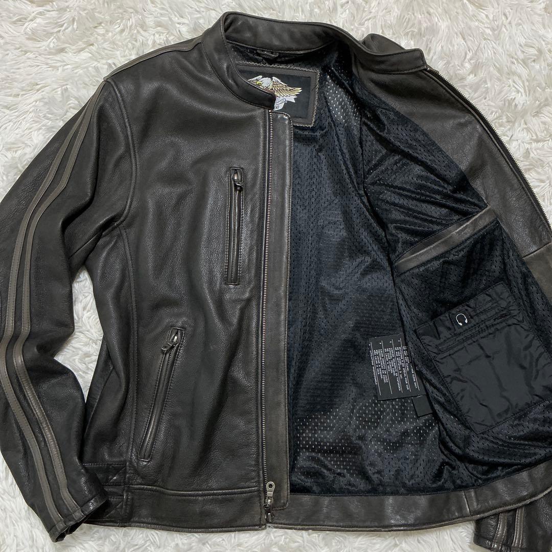 ハーレーダビットソン シングルライダース リアルレザージャケット ブラック L