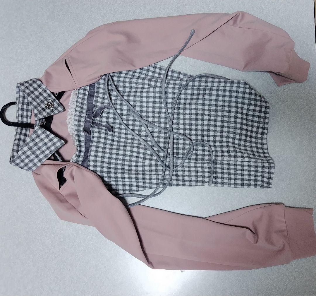 honey mew ハニーミュウ リボンスリットギンガムアンサンブルトップス