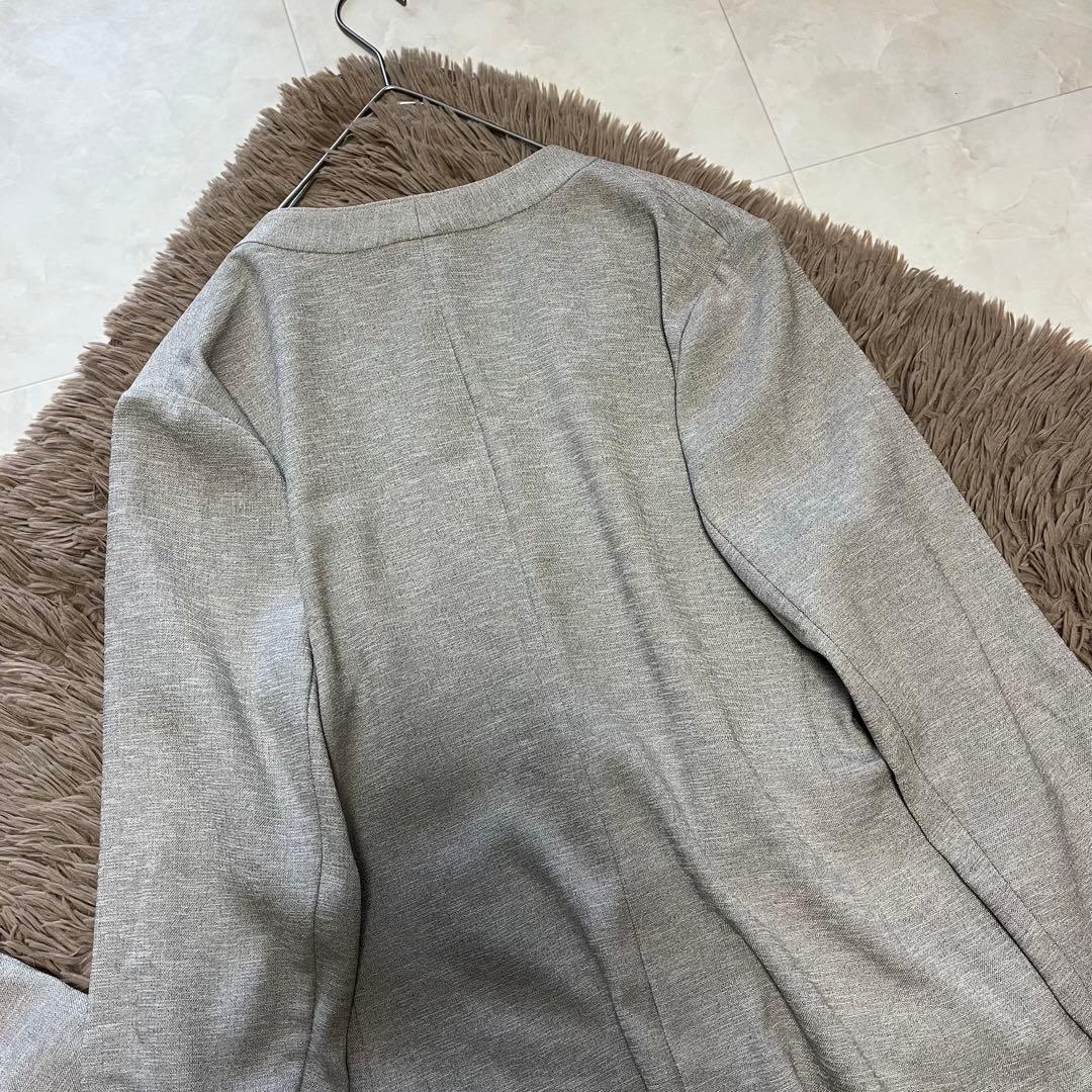 洗える✨インディヴィ　リネン風セットアップパンツスーツ✨大きいサイズ48&44