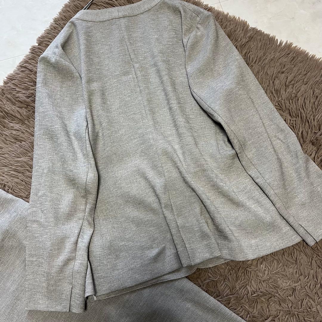 洗える✨インディヴィ　リネン風セットアップパンツスーツ✨大きいサイズ48&44