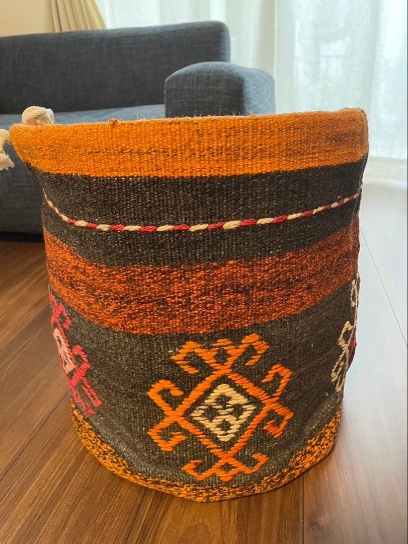 希少　キリムバスケット　キリムラグ　ポット　鉢カバー　観葉植物