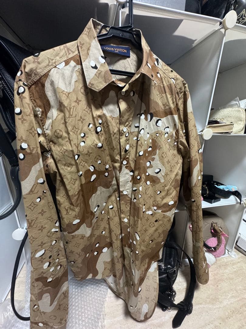 【美品】ルイヴィトン カモDNA オセアンモノグラム シャツ 長袖 総柄 S