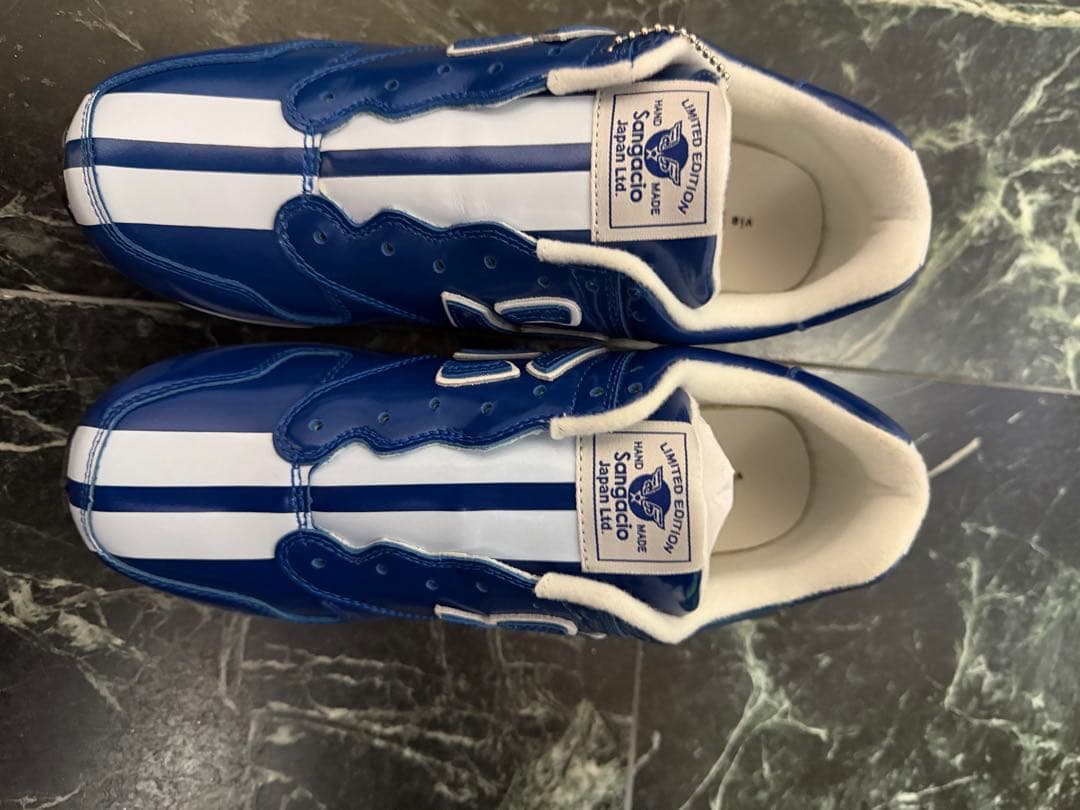 SANGACIO にゅ 青白ストライプ スニーカー 新品
